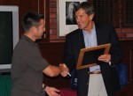 JoeMondo Joe Howell hands Armando Requejo his plaque.