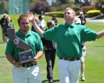 baur Ray Gerow, left, and John Baur take the State Championship trophy with them as they watch the individual playoff involving teammates Shane Lebow and Jack Perry