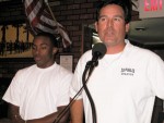 T Dos Pueblos Athletic Director Dan Feldhaus, right, with Josh Bartley at Monday's luncheon