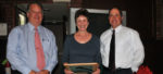 San Marcos High School Assistant Principal Dan Garske, left, with Sportsperson of the Month Katina Etsell, and award sponsor Tyrone Maho at Monday's press luncheon. (Presidio Sports Photo)